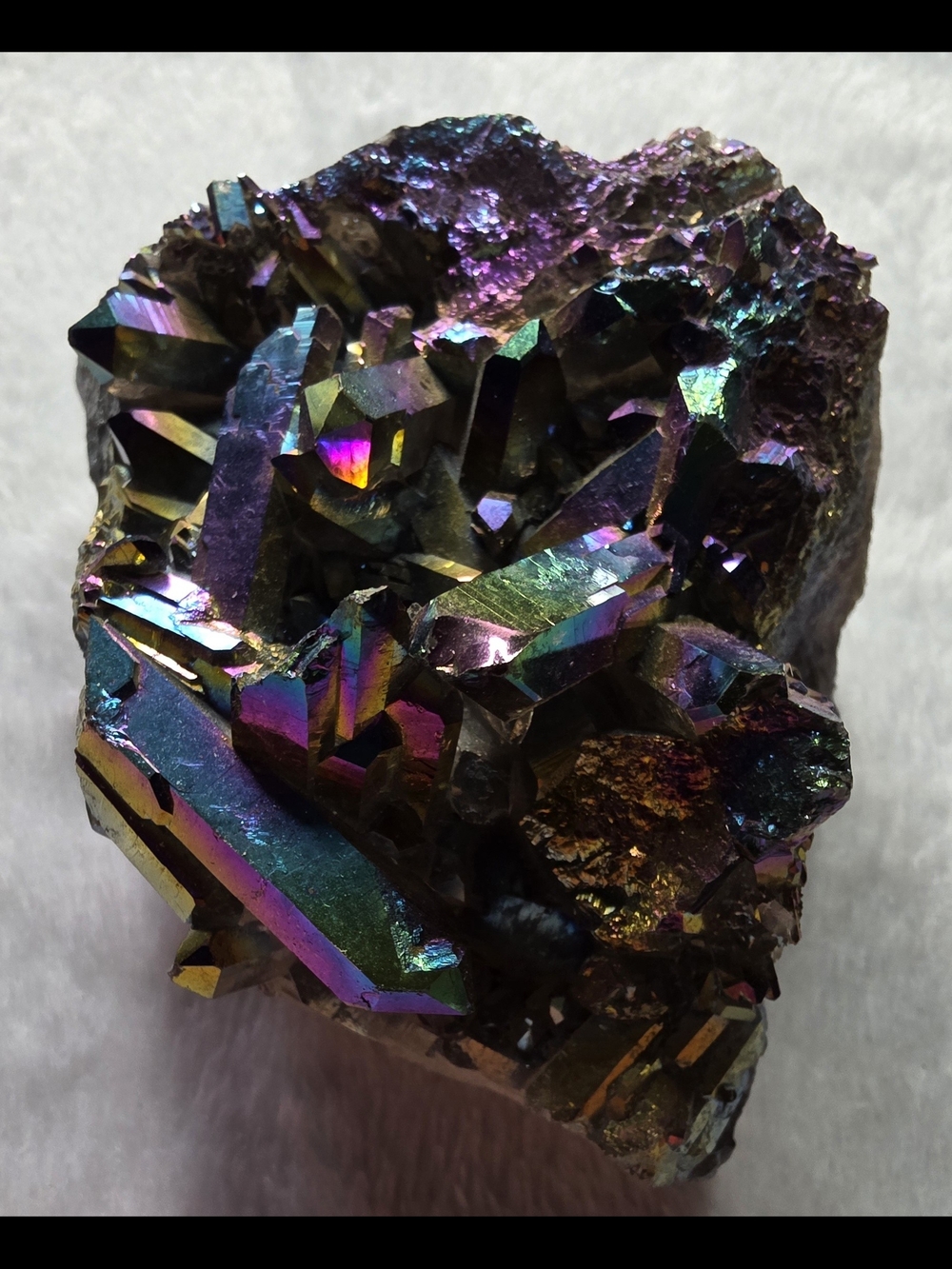 Rainbow Aura Quartz Crystal Cluster Large 3" Mineral Specimen Display Piece